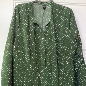 Shein green and white polka dot midi dress